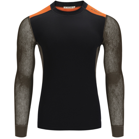Aclima M's Woolnet Hybrid Crewneck Jet Black/Tarmac/Gold Flame