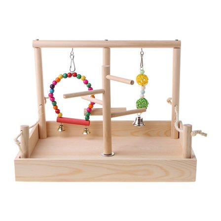 Chic Wood Fågel Hängmatta Trä Ställ Små Pet Stege Bur Leksaker för Cockatiels