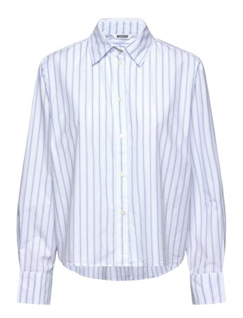 Weekday Relaxed Cropped Long-Sleeved Cotton Shirt - Blue - S