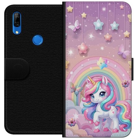 Kompatibel Tegnebogsetui til Huawei P Smart Z Magisk enhjørning med regnbue manke, stjerner og sommerfugle mod en pastelfarvet himmel med skyer