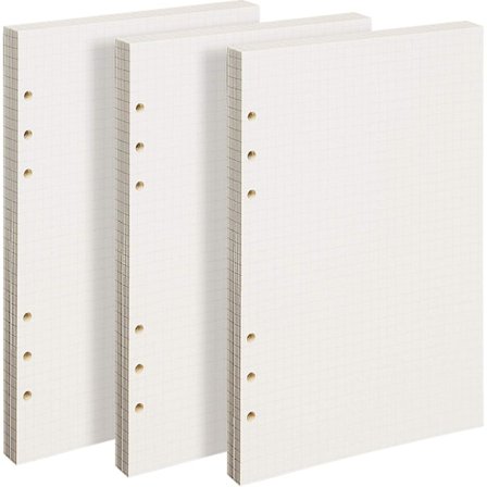 A5 3-pak 5mm ternet papir - Genopfyldelige gitterpapir 135 ark/270 sider