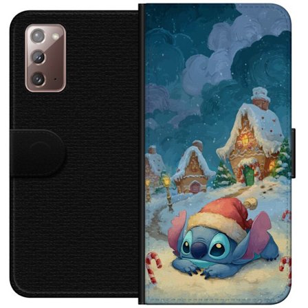 Kompatibelt Lommeboketui til Samsung Samsung Galaxy Note20 Stitch i en nisselue i en snødekket landsby med pepperkakehus, drømmende vinterstil perfe