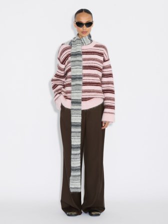 Holzweiler - Fluffy Alpaca Stripe Scarf - Grey Stripe - Womens - One size