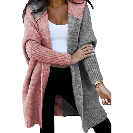 Kvinnor Öppen Fram Cardigan Tröjor med Lång Ärm och Luva