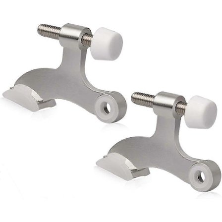 SCSYV 2-pak dørstopper med hængselstift, børstet satinnikkel – justerbar kraftig dørstopper med hængselstift og hvide gummibeskyttere