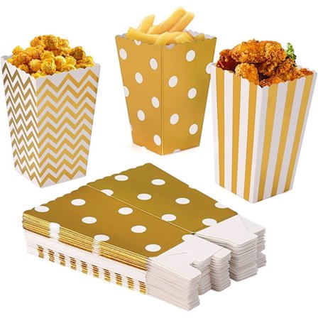 Gull - Popcorn-boks 120 popcorn-bokser papirpose bursdagsfest (s