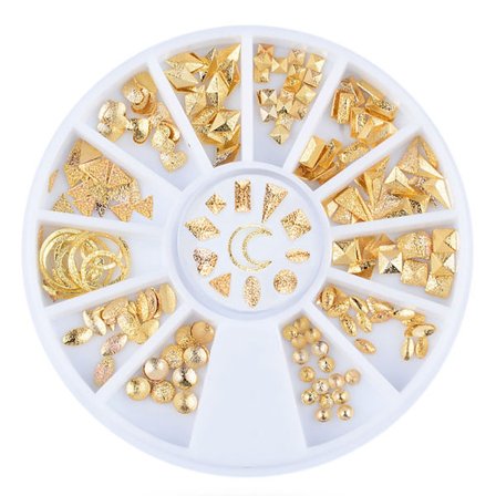 Blandade matta metallstänger nitar dubbar nageldekoration oval rund nagelkonst klistermärke manikyrverktyg