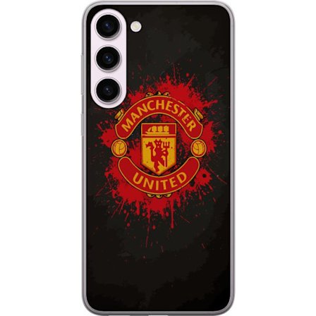 Kompatibelt Mobildeksel til Samsung Samsung Galaxy S23+ Manchester United logo i rød og gul farge med røff sportslig bakgrunn