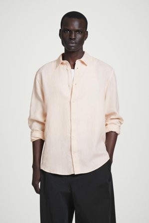COS Men's Relaxed Linen Shirt in Orange