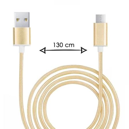 Micro USB-kabel för Samsung Galaxy A02 Nylonflätad USB-kabel 1,3 meter snabbladdning-synkronisering-dataöverföringskabel - ELLER GULD