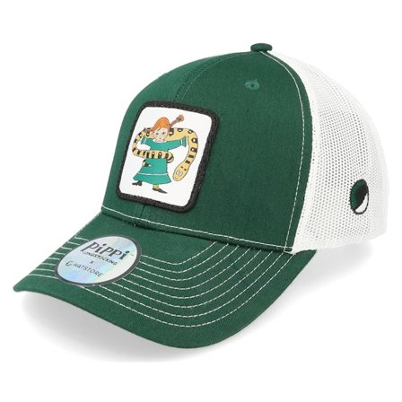 Pippi Longstocking - Groen trucker Cap - Pippi Snake Green/White Trucker @ Hatstore