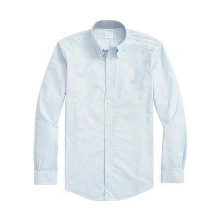 Brooks Brothers Milano Slim-fit Non-Iron Sport Shirt, Oxford Stretch, Button-Down Collar Blå, Herre Skjorter