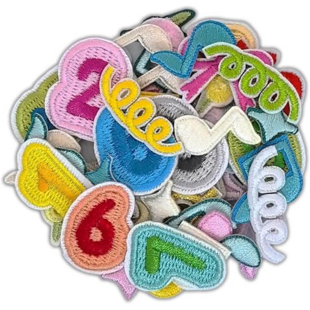 44 stk Stryke-på-tall Lappe-sett Liten Størrelse Mini Musikknot Sommerfugl Stofflapper DIY Myntveske Kort Pakke Dekorasjoner