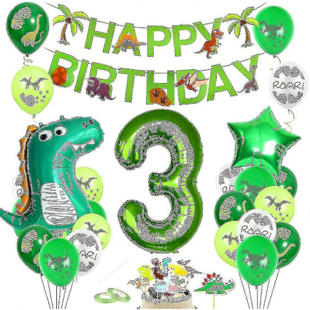 Ballon Fødselsdag, 3 År Fødselsdag Dekoration, Luftballon 3 Fødselsdag, Fødselsdag Dekoration Dreng 3 Dinosaur, Dino Ballon 3 Fødselsdag, 3 Fødselsdag