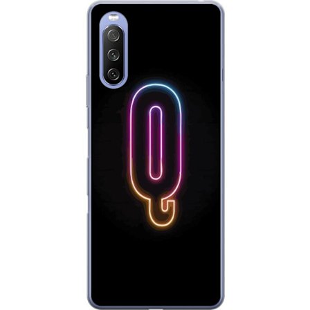 Yhteensopiva Puhelinkuori Sony Sony Xperia 10 III Minimalistinen neonkirjain Q kirkkaissa väreissä tummaa taustaa vasten