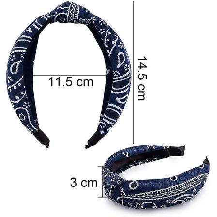6 kappaletta naisten hiuspantoja Paisley-hiuspantoja leveät yksiväriset vintage-solmuhiuspantoja