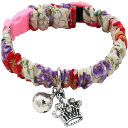 Hunde Kat Blomster Elastisk Justerbar Halsbånd med Klokke, Krone, Fisk