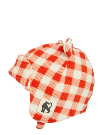 Mini Rodini Gingham Aop Fleece Hat - Red - 44/46