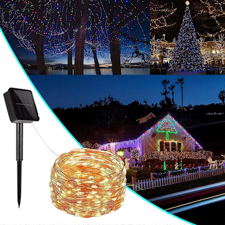 Julepynt 12M120LED Solcellelys Utendørs Hage 8 Moduser Solcellelys 1 stk