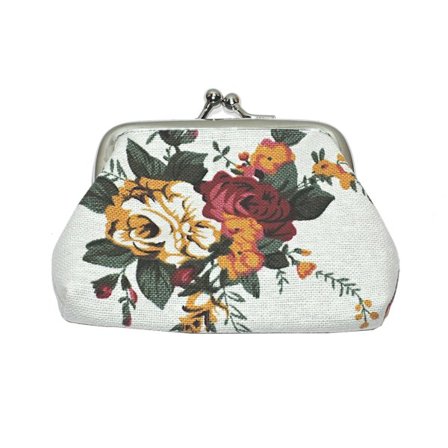 Hvid blomsterprint - Pung [Lille v1]