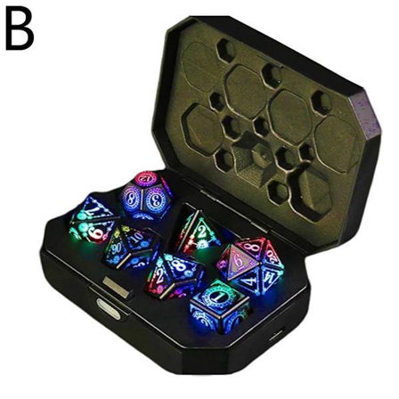LED Terning Sett D&D Oppladbart, Trådløst Lysende Terning Sett DND D Fargelys One size