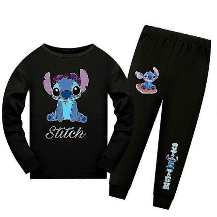 Lilo & Stitch Børne Pyjamassæt med lange ærmer og bukser - Sort[JSR]