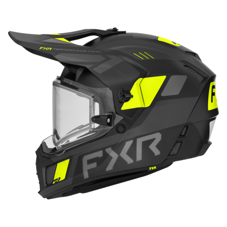 FXR Clutch X W/ E Shield Elektrisk Integral-skoterhjälm 26 Svart/Hi-Vis S