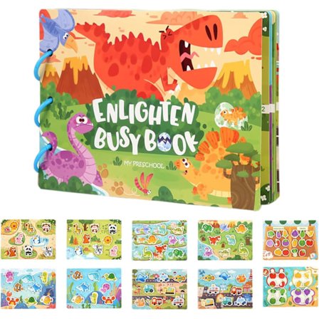 Store Black Friday-tilbud! Enlightenment Early Learning Dinosaurer Dyr Stille Klebrig Bok Busybook Barn Opptatt Klistremerkebok Pedagogiske Leker
