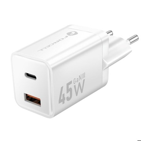 Laddare - FORCELL - Forcell - 45W - GaN III - USB-C och USB-A