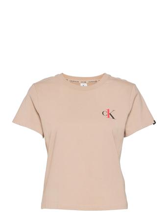 S/S Crew Neck Topp Beige Calvin Klein