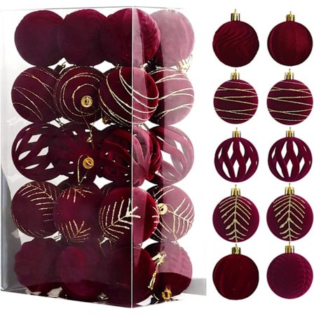 Joulupallot 30 kpl, 6 cm:n nukkapintaiset joulupallot