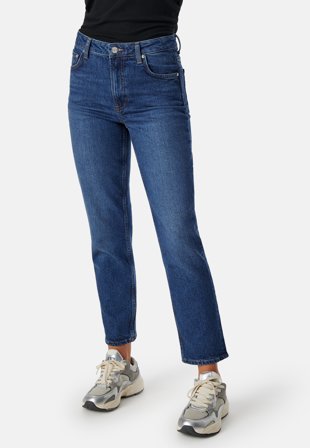 GANT - Straight Cropped Jeans - Dark Blue Broken In - Kläder - - Bubbleroom