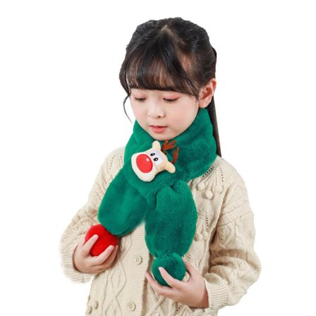 Plys tørklæde til børn, sødt hjortemønster vinterhalstørklæde med blødt varmt stof, hyggeligt udendørs tilbehør til drenge og piger i alderen 1-7 år