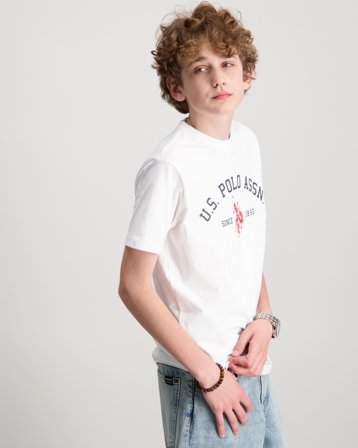 U.S. Polo Assn. Signature Arch Print Tshirt Hvid T-shirts Dreng - Kids Brand Store