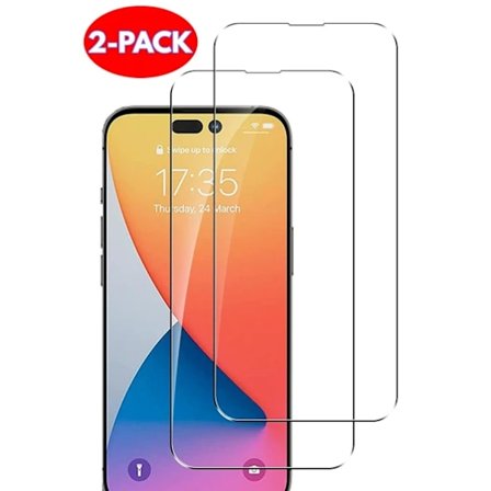 2-PAKK - iPhone 14 PLUS Skjermbeskytter i herdet glass