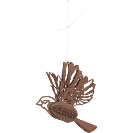Cooee Design Paper Bird ornament 2-pack, coffee