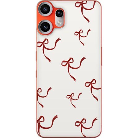 Kompatibelt Mobildeksel til Nothing Nothing CMF Phone 2 Pro Motiv med røde silkebånd på lys bakgrunn perfekt for juleromantikk og eleganse