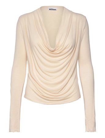 Weekday Drape Long Sleeve Top - Beige - XS