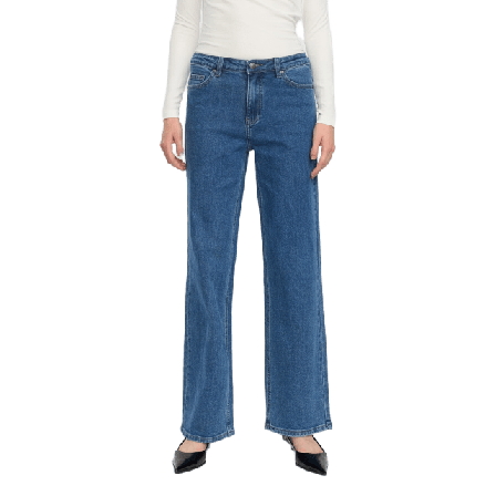 Soft Rebels Srwilla Midwaist Wide Jeans - Medium Blue Denim Wash Dam Blå XL