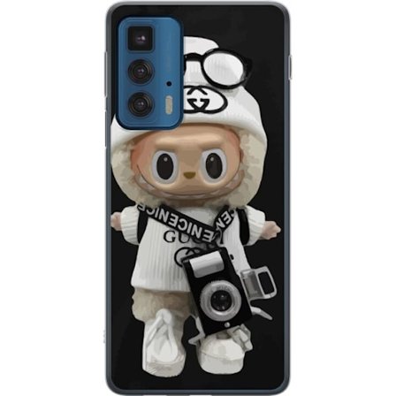 Yhteensopiva Puhelinkuori Motorola Motorola Edge 20 Pro Tyylikäs muotoilijafiguuri kameralla ja katutyyliä, leikkisä keräilyfiguuri trendikkääss