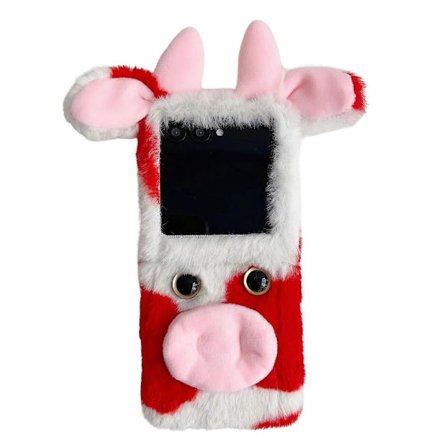 For Motorola Razr 50 Ultra 5G Razr+ 2024 5G Deksel Fluffy Søt Ku Vinter Plysj Indre TPU Telefondeksel