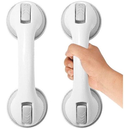 Sugekopphåndtak - Støttehåndtak på badet - Bærbart sikkerhetsgrep med sugekoppfeste og hurtigutløser for bad, barn og eldre (grå)