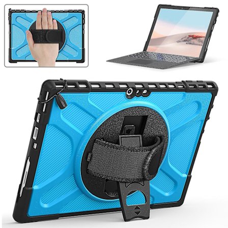 Unik designfodral för Surface Pro 4/5/6/7/7+ med handrem, tangentbordsrem (inget tangentbord), justerbart stativ, kraftigt skyddsfodral, stöttåligt