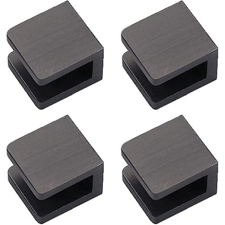 4 Pak Glasclips, Ingen Borring I Glas Glas Holder Hyldebeslag Clip Støtte (til 8mm-10mm Glas, Sort)