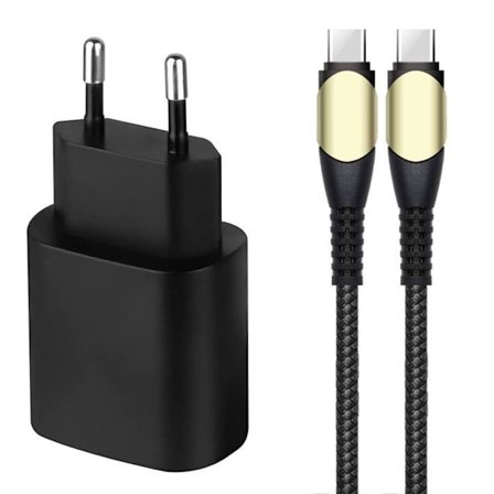 Nätadapter - Apple - Laddare 25W - USB-C-kabel 60W - Kompatibel med iPhone 16 / iPhone 16e - Svart