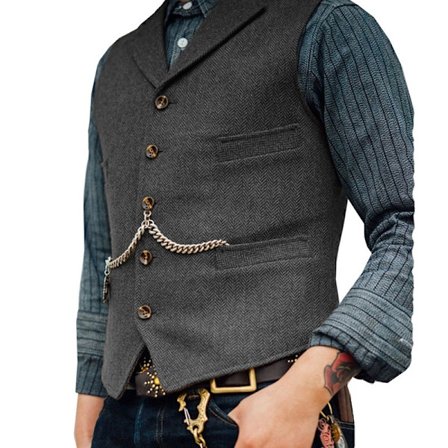 Herre Vest Veste Tweed Retro V-Hals Ull Herringbone for Prom