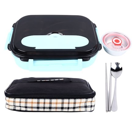 2L Opdelt madkasse i rustfrit stål med 4 rum Bærbare madbeholdere med ske og spisepinde til arbejde, rejse, skole