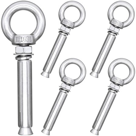 Expansionsplugg M8 x 80 mm hylsa ögleskruv 304 rostfritt stål betong expansionsplugg ögleskruvar plugg skruvar 5-pack