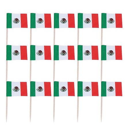 100 stk. Mexico National Flag Design Kagepynt Kreative Kage Frugtplukker Cupcake Indsats Dekor Tandstik Festartikler