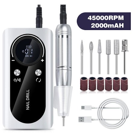 Oppladbar elektrisk neglefil for akrylgel negl manikyr pedikyrsett neglesalonger,